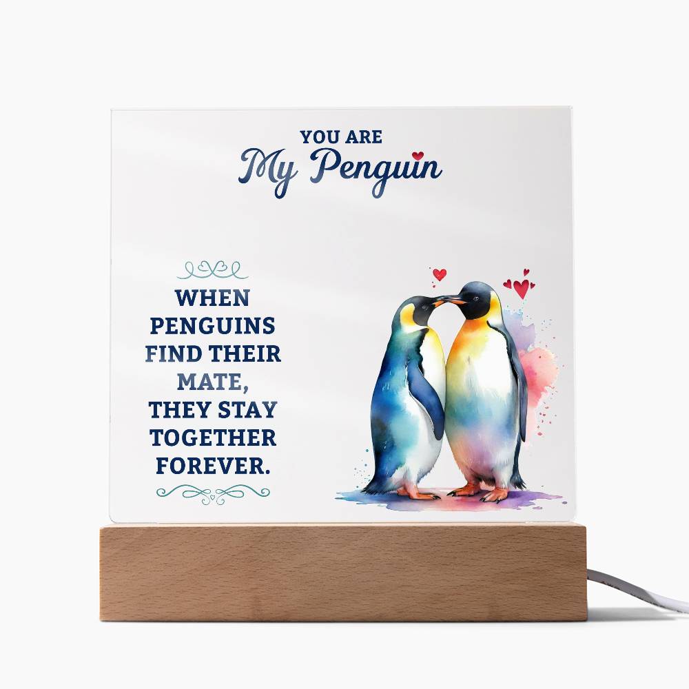 To My Man You are My Penguin Printed Square Shaped Acrylic Plaque-Express Your Love Gifts