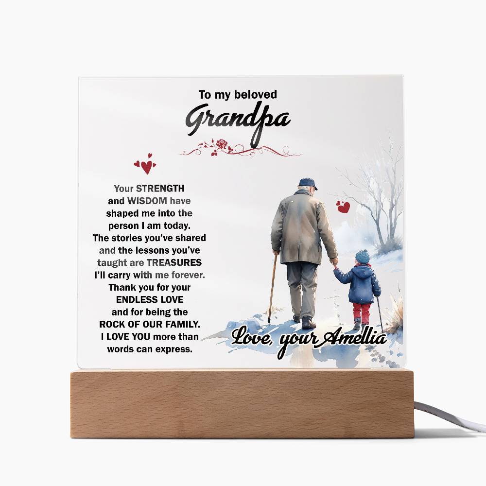 To My Beloved Grandpa Printed Square Shaped Acrylic Plaque-Express Your Love Gifts
