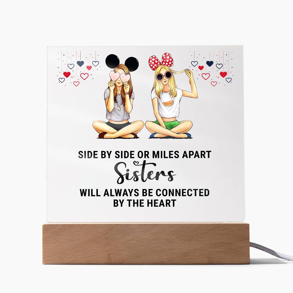 Sisters Side by Side Printed Square Shaped Acrylic Plaque-Express Your Love Gifts