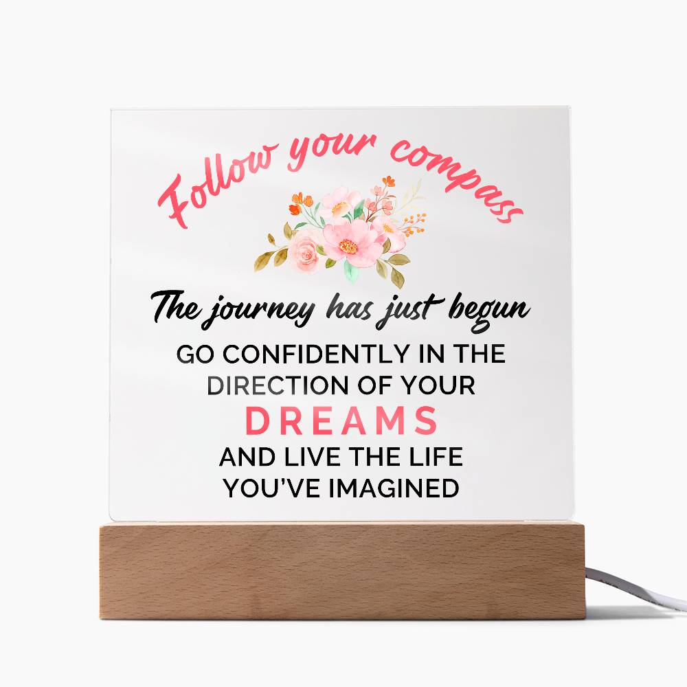 Follow Your Compass Printed Square Shaped Acrylic Plaque-Express Your Love Gifts