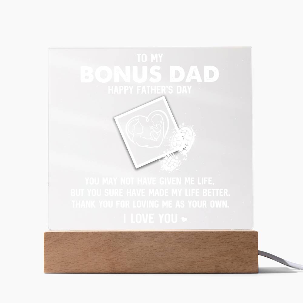 To My Bonus Dad HappyPrinted Square Shaped Acrylic Plaque Father's Day-Express Your Love Gifts
