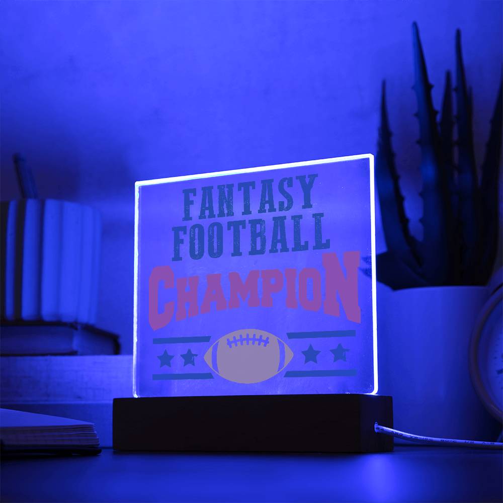 Fantasy Football Champion Printed Square Shaped Acrylic Plaque-Express Your Love Gifts