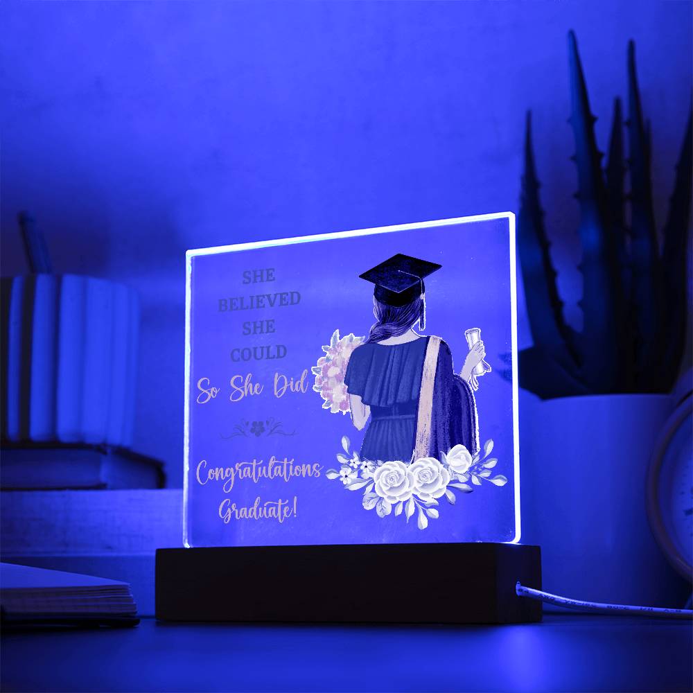 Graduation So She Did Printed Square Shaped Acrylic Plaque-Express Your Love Gifts