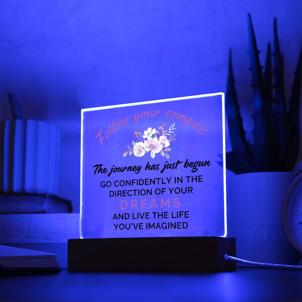 Follow Your Compass Printed Square Shaped Acrylic Plaque-Express Your Love Gifts