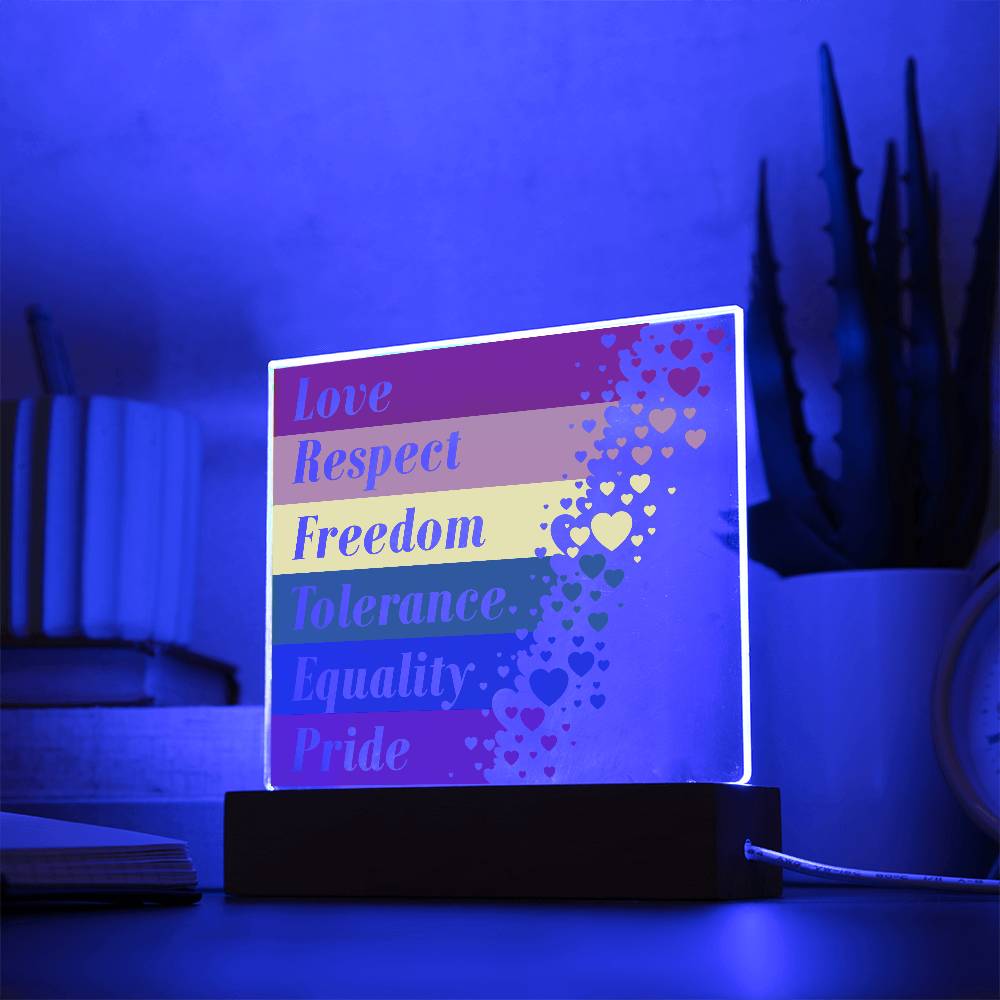 LGBTQLove Respect Fre Printed Square Shaped Acrylic Plaque edom Tolerance Equality Pride-Express Your Love Gifts