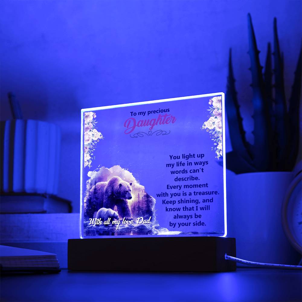 To My Precious Daughter Printed Square Shaped Acrylic Plaque-Express Your Love Gifts