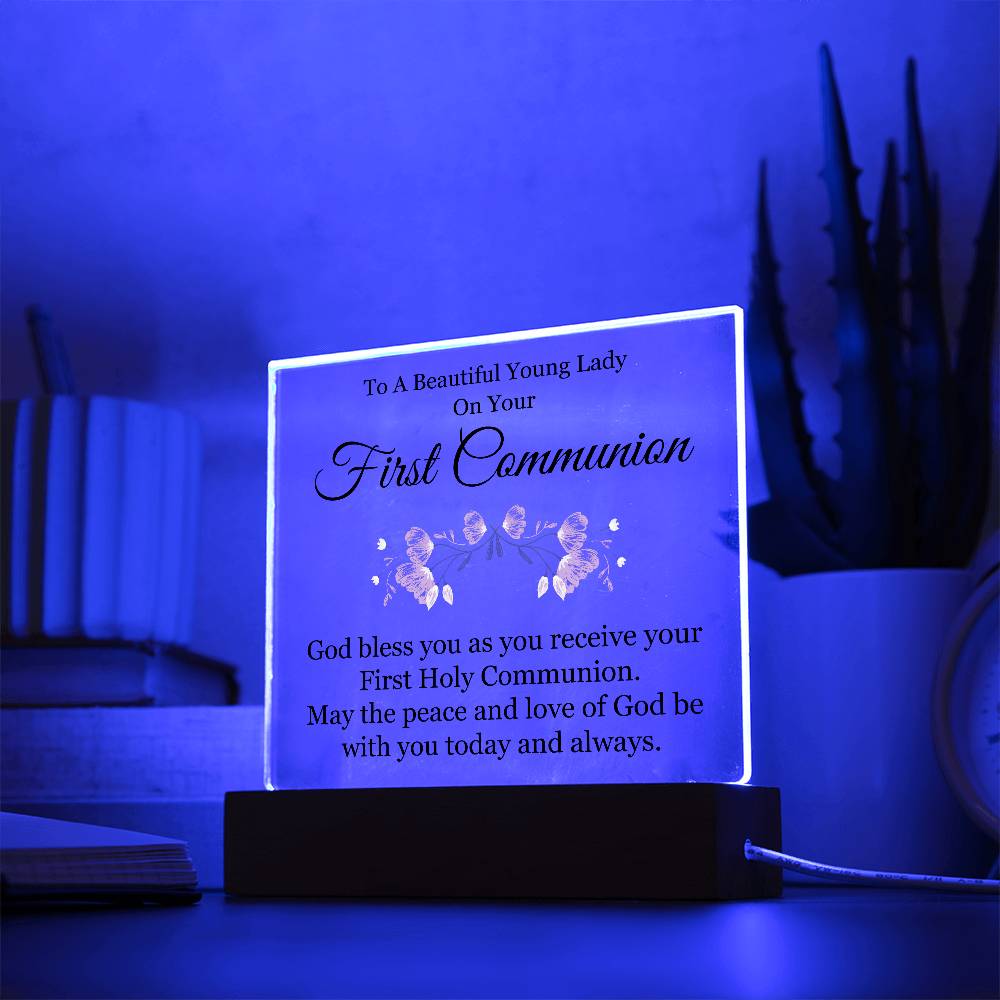 First Communion Printed Square Shaped Acrylic Plaque-Express Your Love Gifts