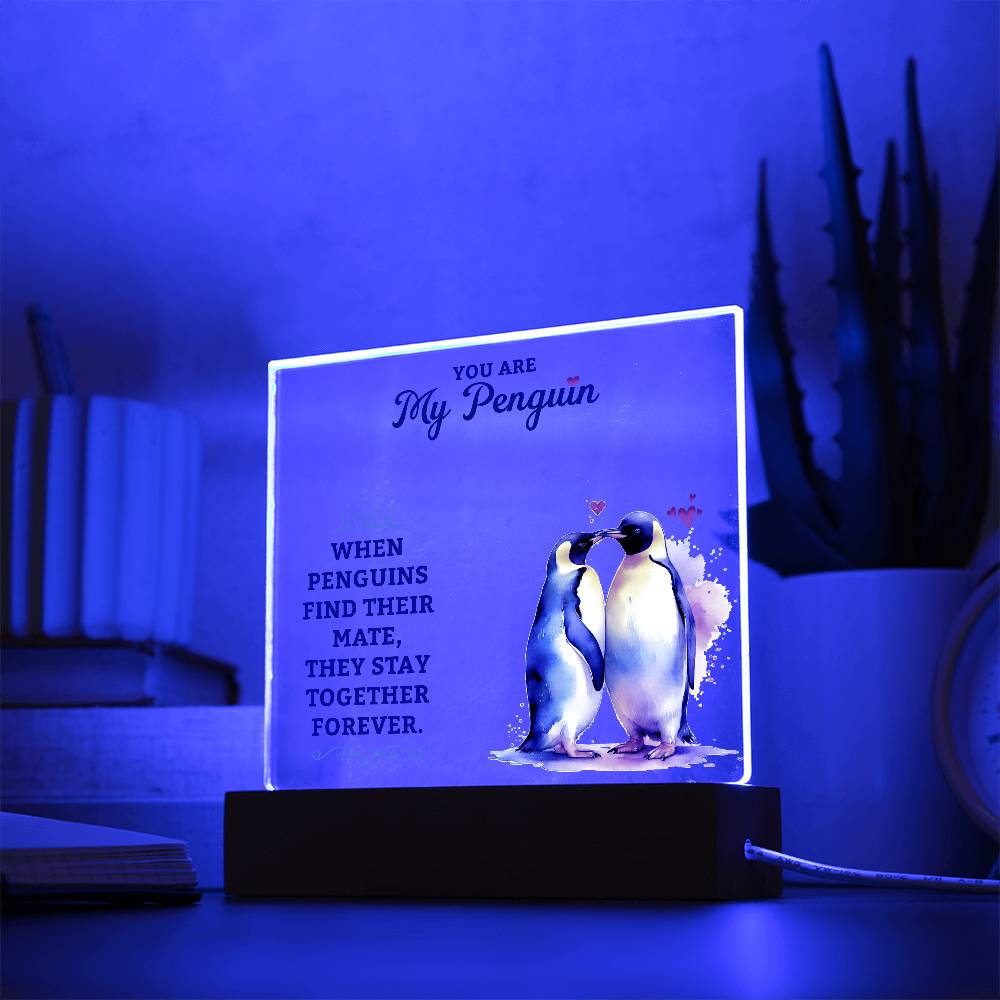 To My Man You are My Penguin Printed Square Shaped Acrylic Plaque-Express Your Love Gifts