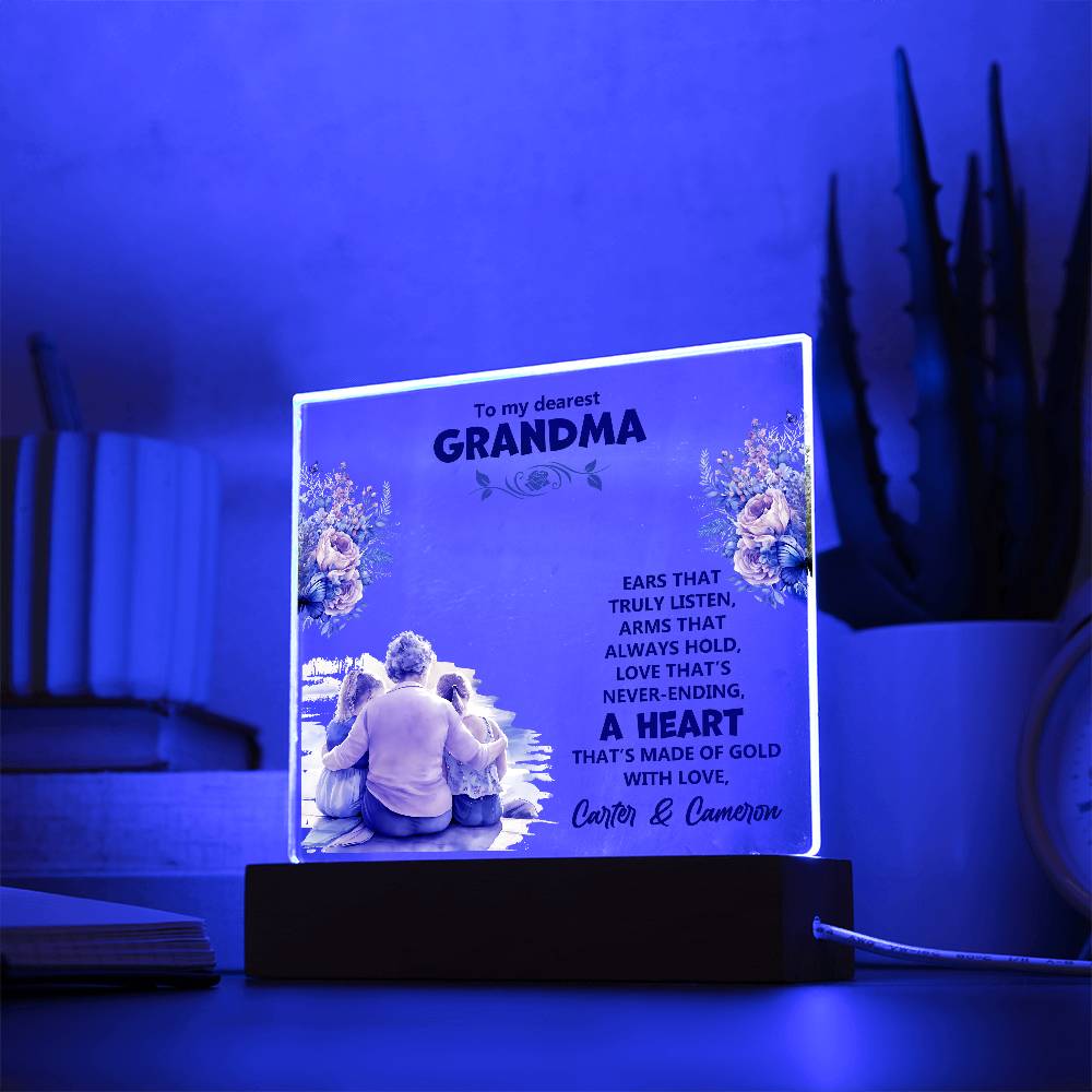 To My Dearest Grandma Printed Square Shaped Acrylic Plaque-Express Your Love Gifts