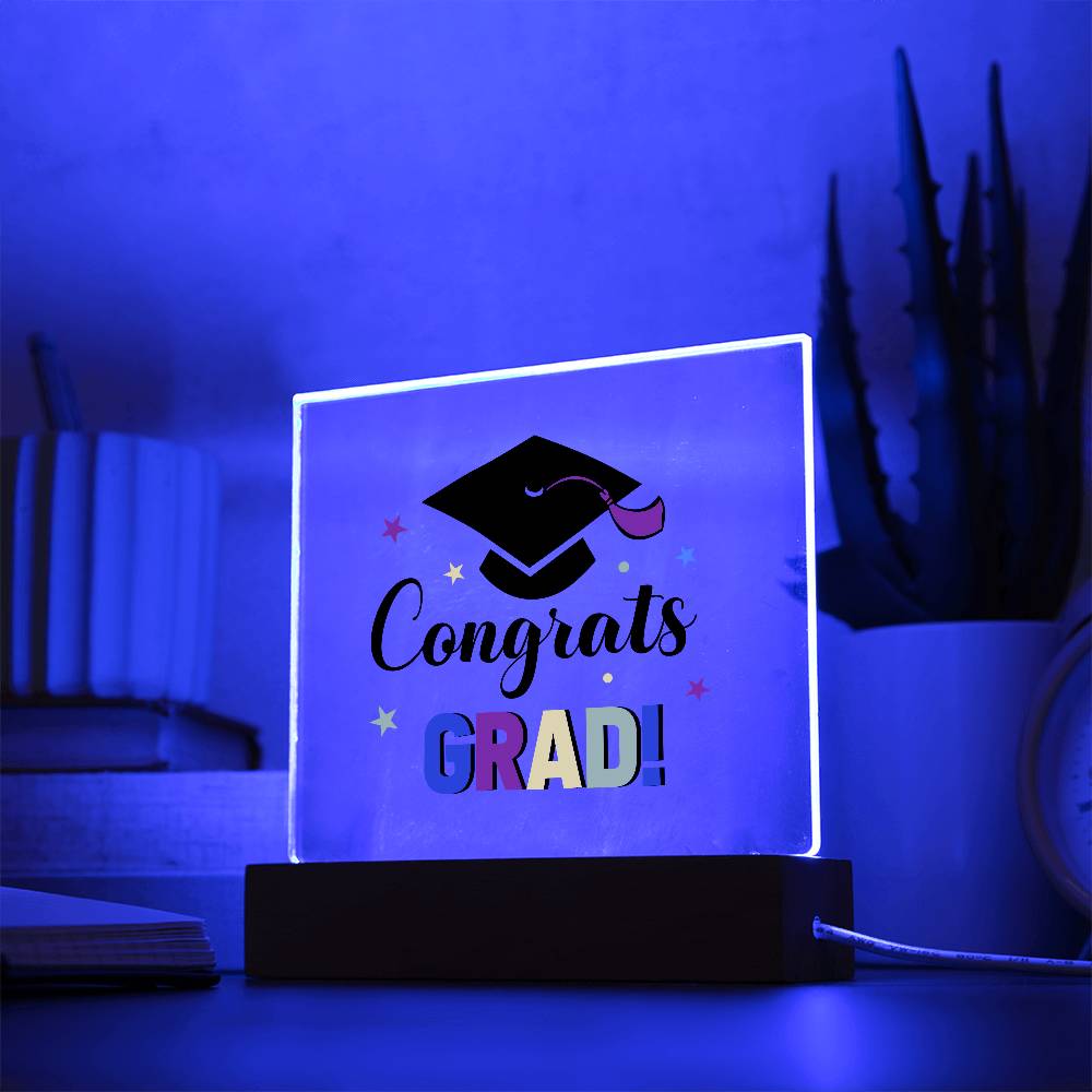 Congrats Grad! Printed Square Shaped Acrylic Plaque-Express Your Love Gifts