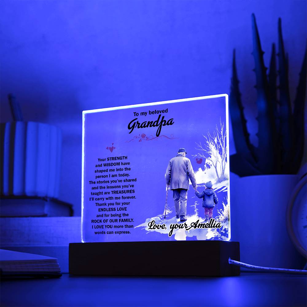 To My Beloved Grandpa Printed Square Shaped Acrylic Plaque-Express Your Love Gifts