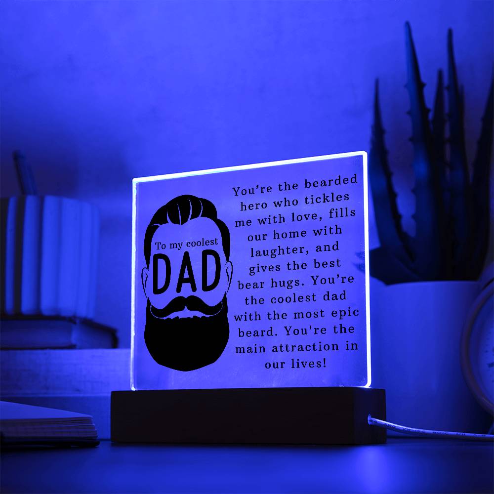 To the Coolest Dad Printed Square Shaped Acrylic Plaque-Express Your Love Gifts