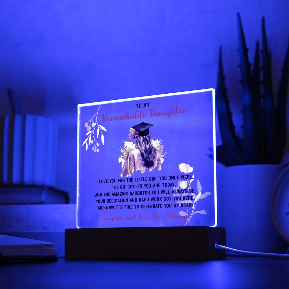 Remarkable Daughter Graduation Printed Square Shaped Acrylic Plaque-Express Your Love Gifts