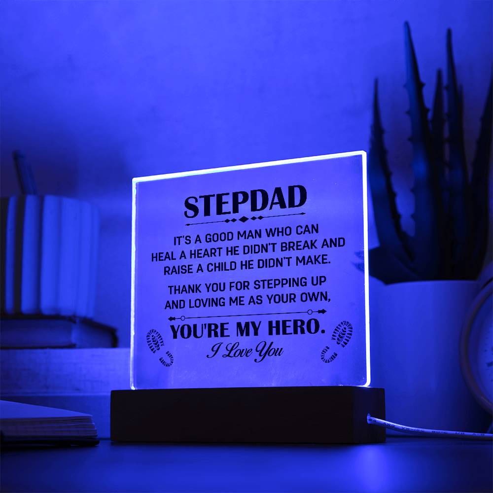 Stepdad A Good Man Printed Square Shaped Acrylic Plaque-Express Your Love Gifts