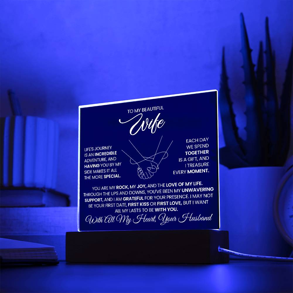 To My Wife You Are My Rock Printed Square Shaped Acrylic Plaque-Express Your Love Gifts