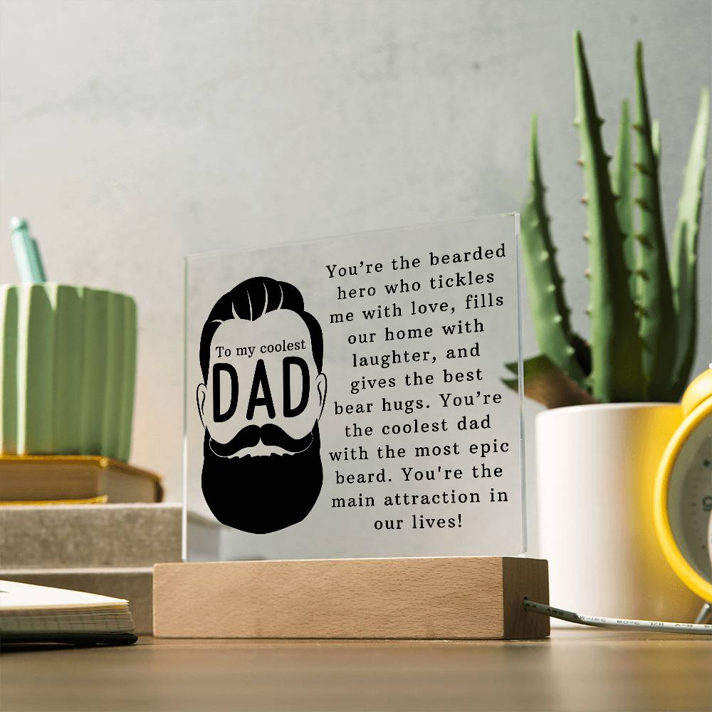 To the Coolest Dad Printed Square Shaped Acrylic Plaque-Express Your Love Gifts
