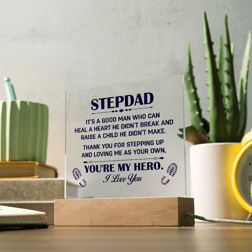 Stepdad A Good Man Printed Square Shaped Acrylic Plaque-Express Your Love Gifts