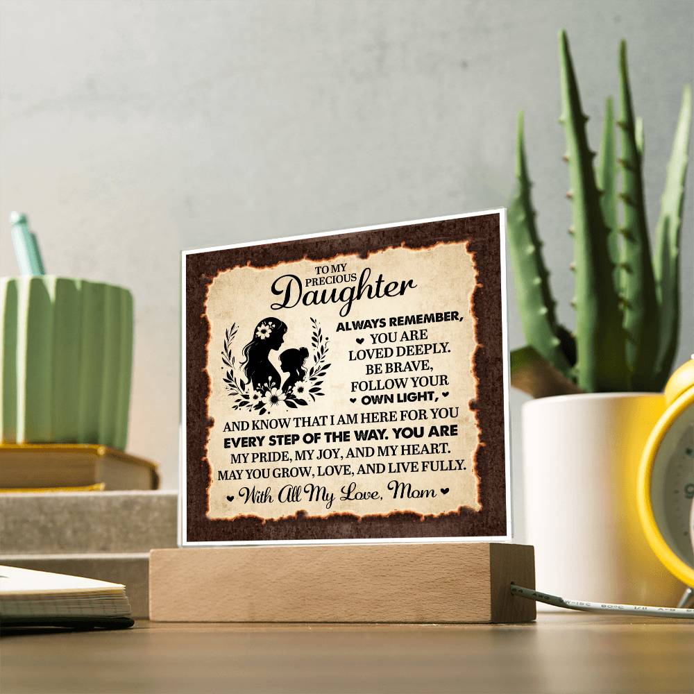 To My Daughter From Mom Always Remember Printed Square Shaped Acrylic Plaque-Express Your Love Gifts