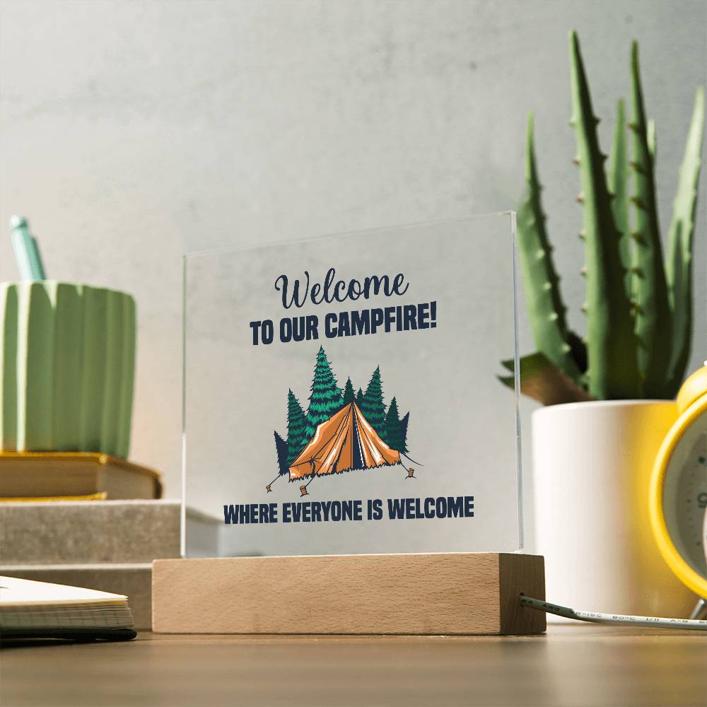 Everyone is Welcome Printed Square Shaped Acrylic Plaque-Express Your Love Gifts