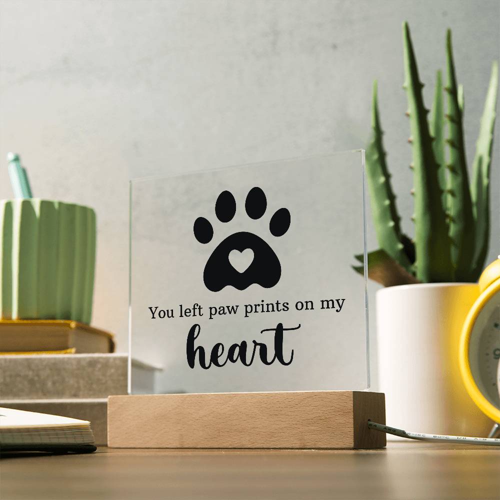 Paw Print Printed Square Shaped Acrylic Plaque-Express Your Love Gifts