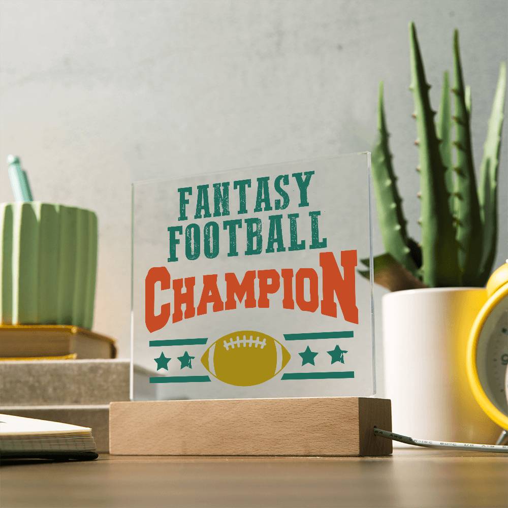 Fantasy Football Champion Printed Square Shaped Acrylic Plaque-Express Your Love Gifts