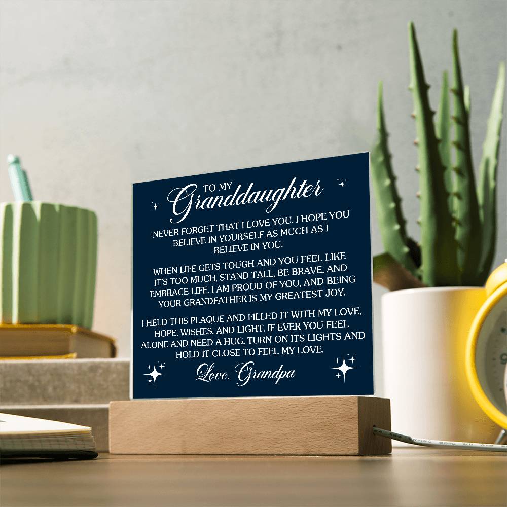 To Granddaughter From Grandpa Never That I Love You Printed Square Shaped Acrylic Plaque-Express Your Love Gifts