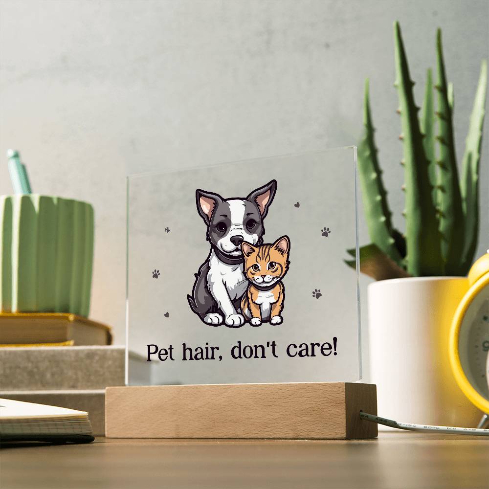 Pet Hair Don't Care! Printed Square Shaped Acrylic Plaque-Express Your Love Gifts