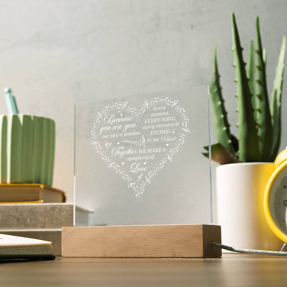 Symphony of Love Printed Square Shaped Acrylic Plaque-Express Your Love Gifts