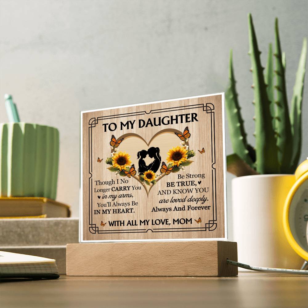 To My Daughter From Mom With All My Love Printed Square Shaped Acrylic Plaque-Express Your Love Gifts