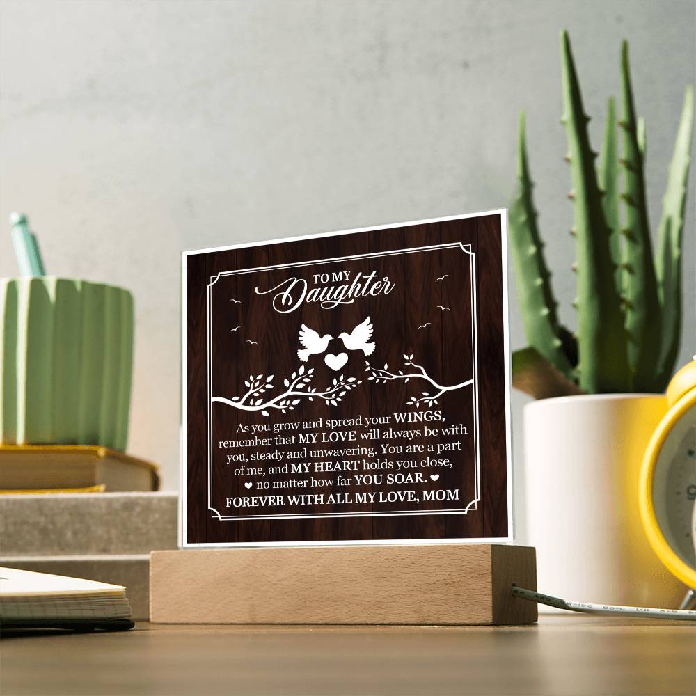 Personalized To My Daughter From Mom My Love Printed Square Shaped Acrylic Plaque-Express Your Love Gifts