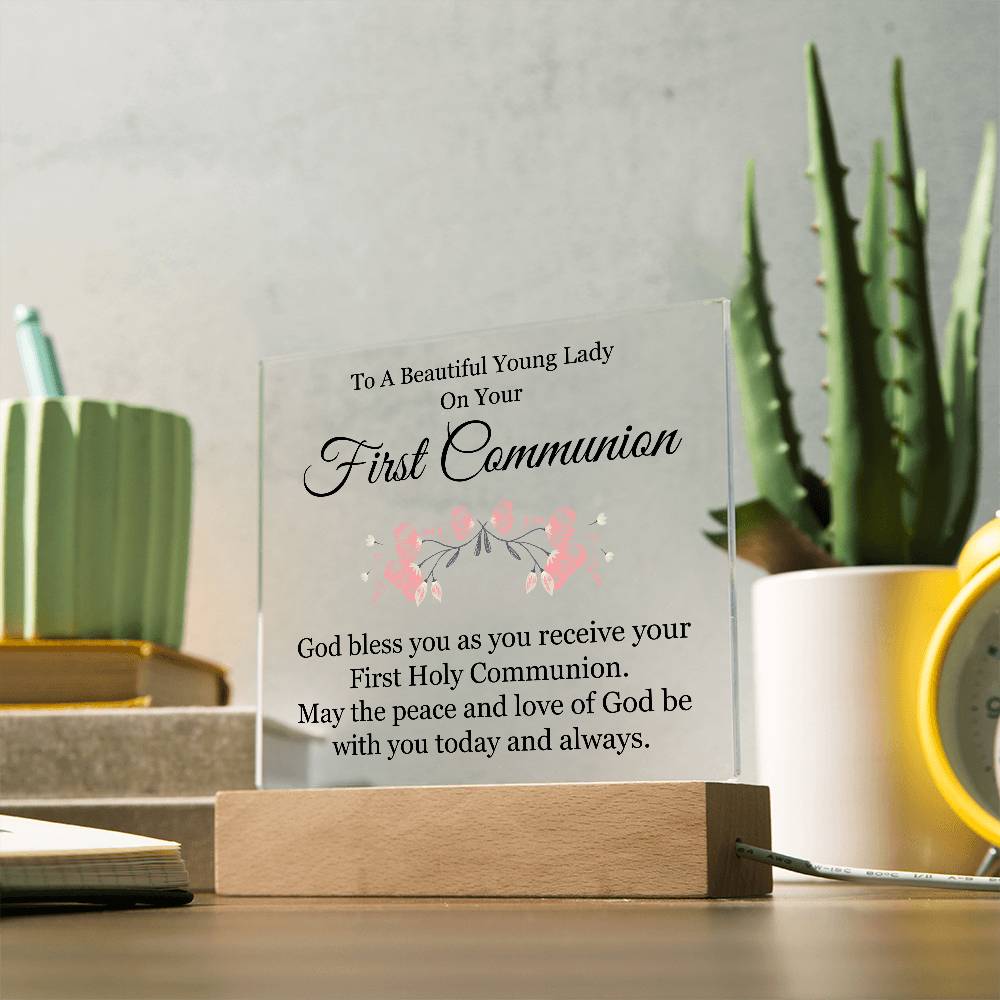 First Communion Printed Square Shaped Acrylic Plaque-Express Your Love Gifts