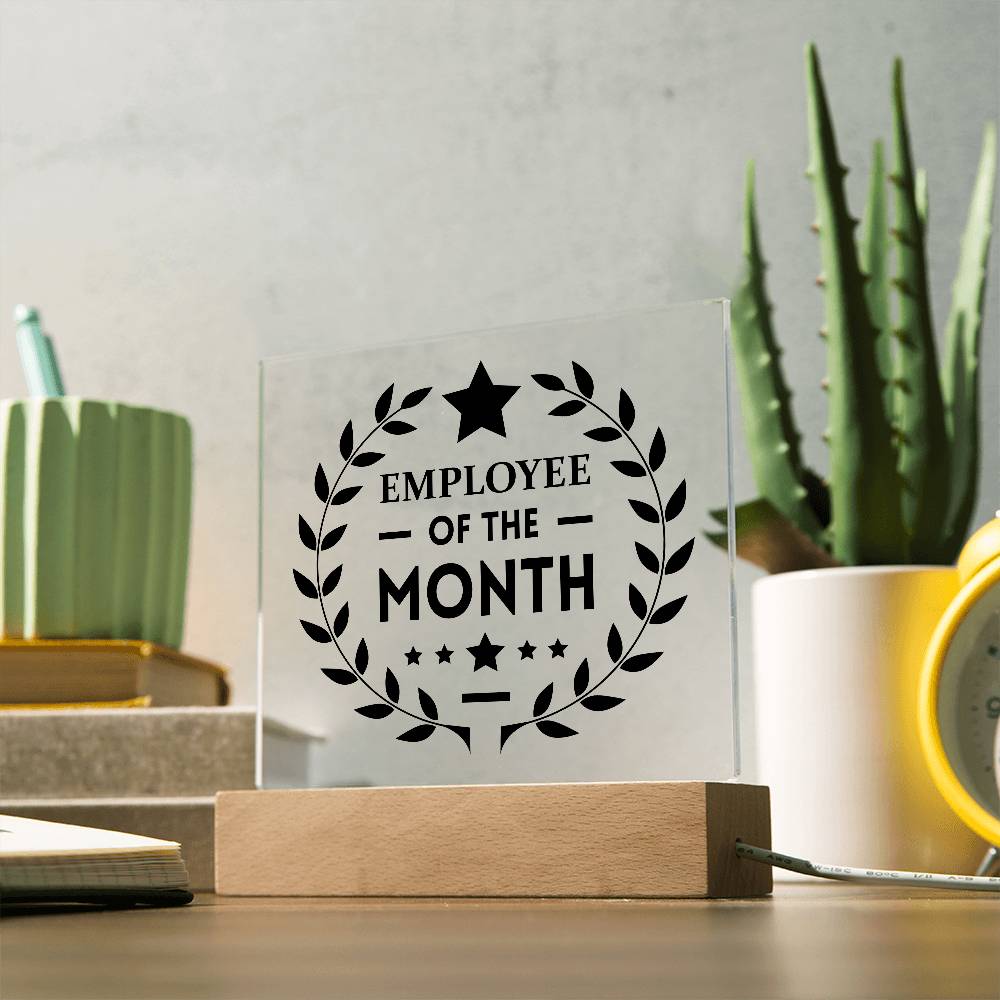 Employee Of The Month Printed Square Shaped Acrylic Plaque-Express Your Love Gifts