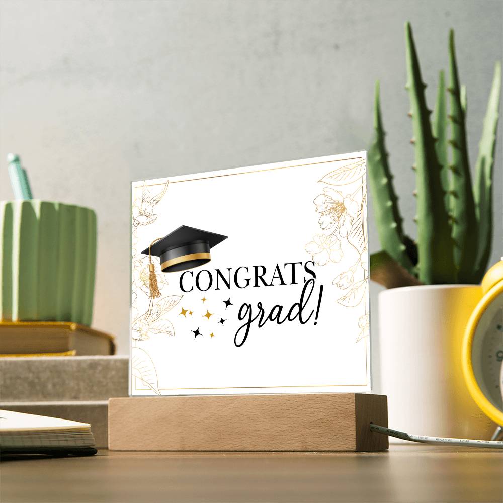 Congrats Grad Printed Square Shaped Acrylic Plaque-Express Your Love Gifts