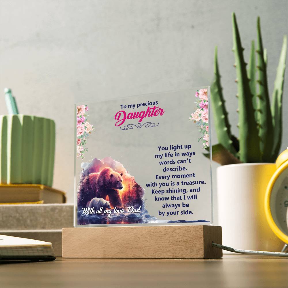 To My Precious Daughter Printed Square Shaped Acrylic Plaque-Express Your Love Gifts