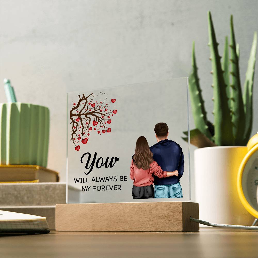 Love My Forever Printed Square Shaped Acrylic Plaque-Express Your Love Gifts