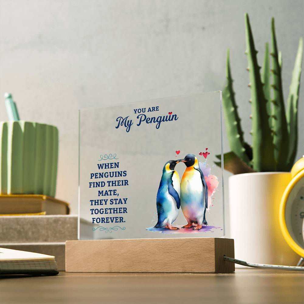 To My Man You are My Penguin Printed Square Shaped Acrylic Plaque-Express Your Love Gifts