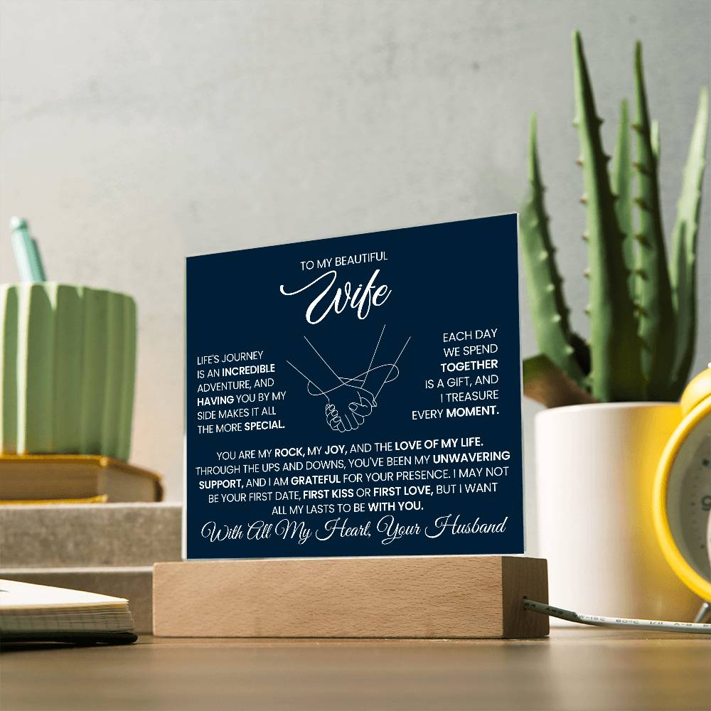 To My Wife You Are My Rock Printed Square Shaped Acrylic Plaque-Express Your Love Gifts