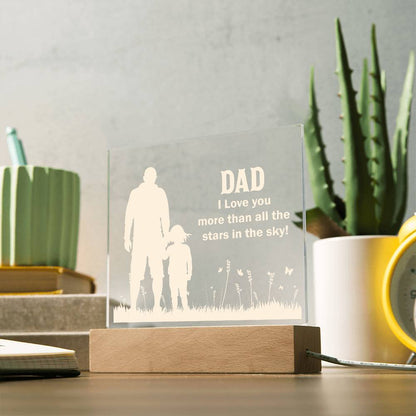 Dad I Love You More Printed Square Shaped Acrylic Plaque-Express Your Love Gifts
