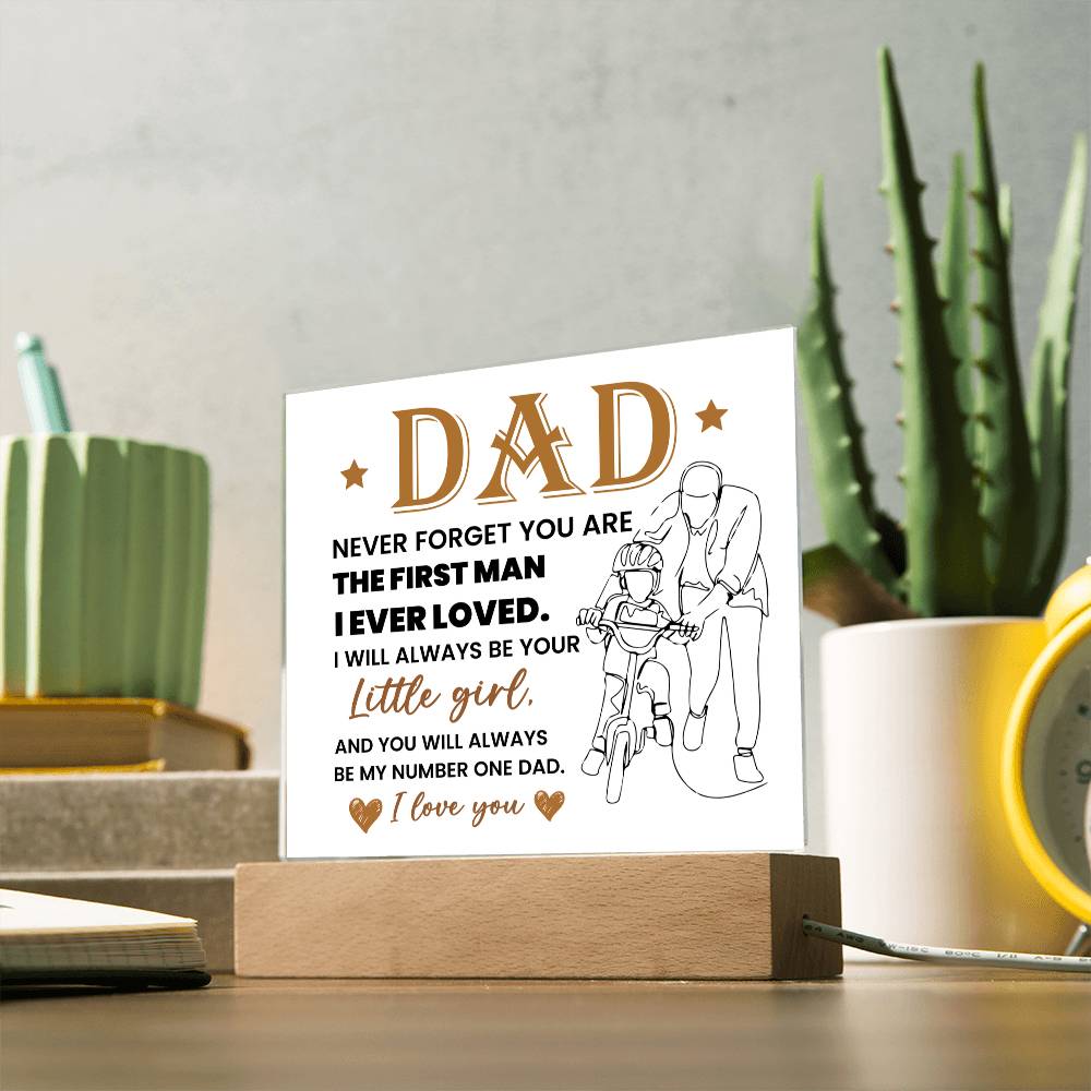 Dad Never Forget Printed Square Shaped Acrylic Plaque-Express Your Love Gifts