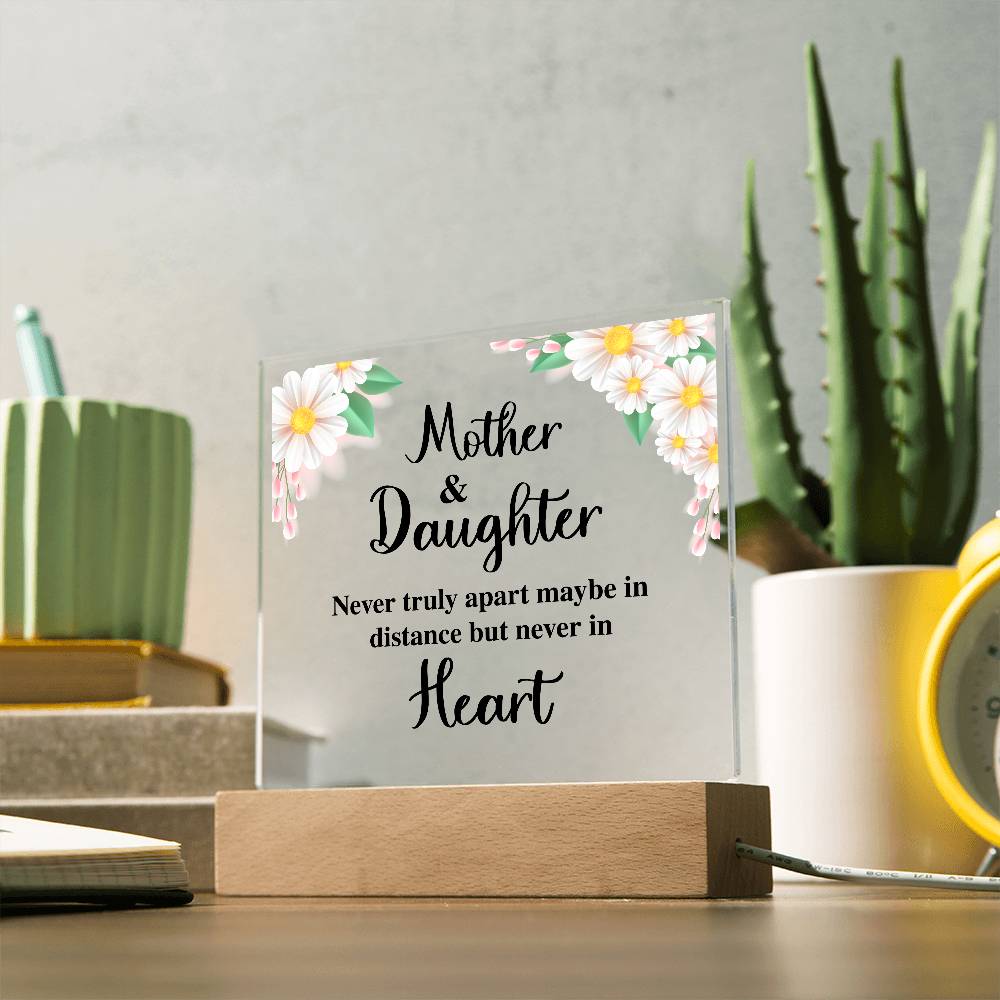 Mother and Daughter Never Truly Apart Printed Square Shaped Acrylic Plaque-Express Your Love Gifts