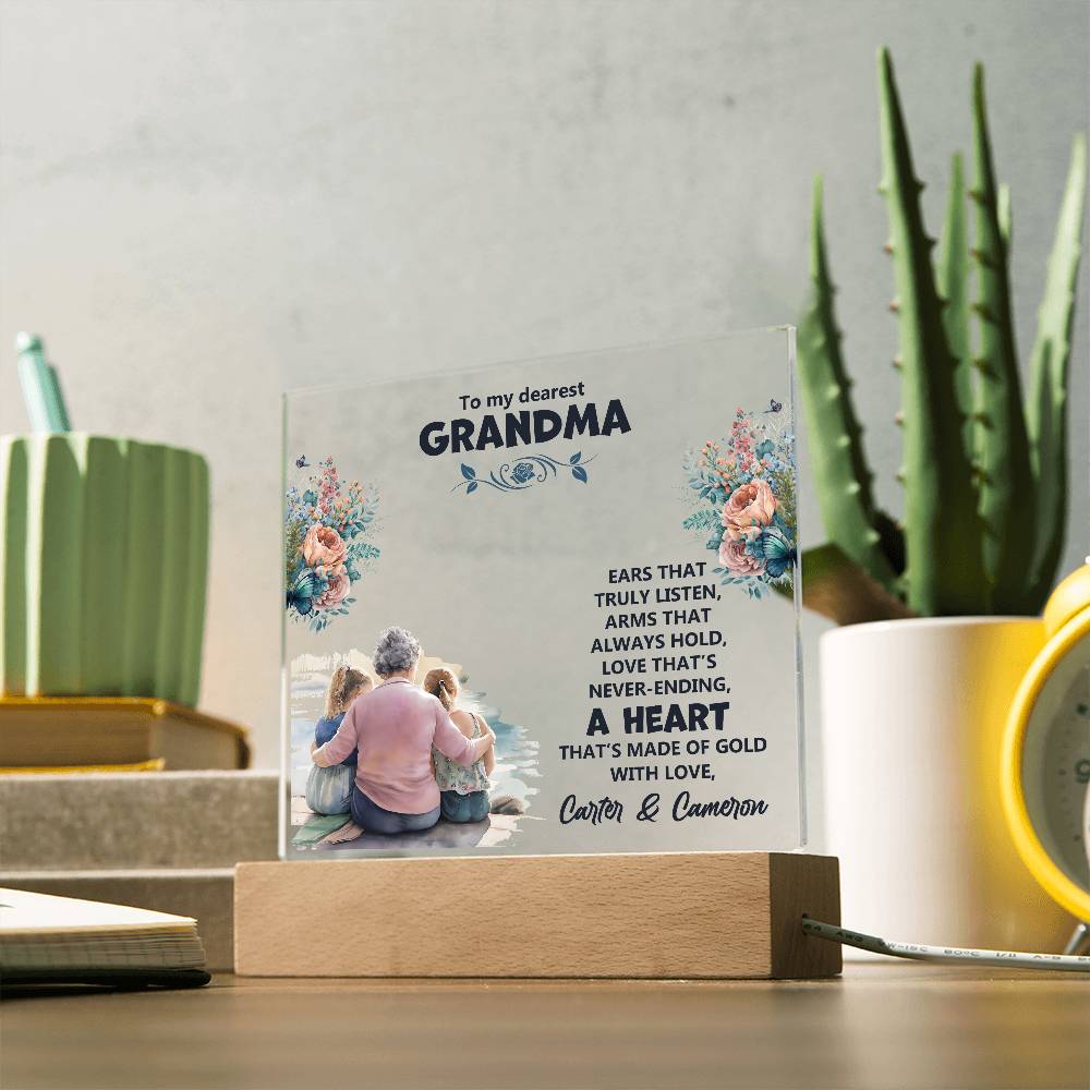 To My Dearest Grandma Printed Square Shaped Acrylic Plaque-Express Your Love Gifts