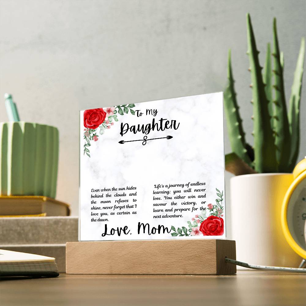 To Daughter From Mom Life's a Journey Printed Square Shaped Acrylic Plaque-Express Your Love Gifts