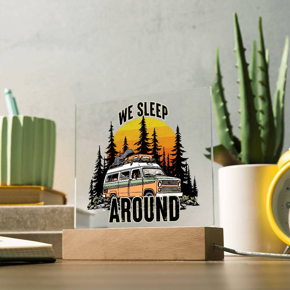 Camping Around Printed Square Shaped Acrylic Plaque-Express Your Love Gifts