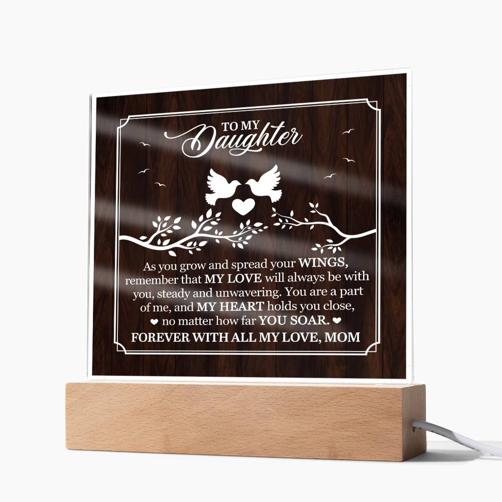 Personalized To My Daughter From Mom My Love Printed Square Shaped Acrylic Plaque-Express Your Love Gifts