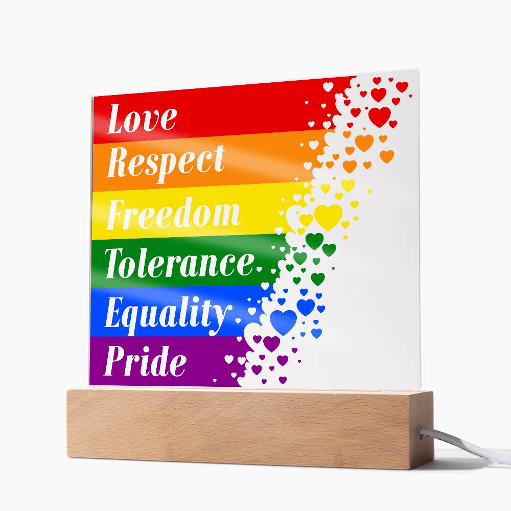LGBTQLove Respect Fre Printed Square Shaped Acrylic Plaque edom Tolerance Equality Pride-Express Your Love Gifts