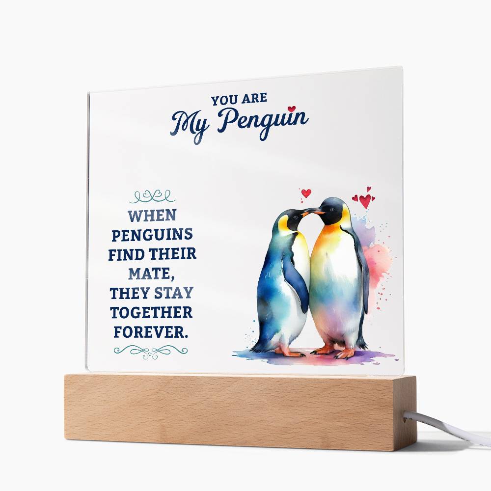 To My Man You are My Penguin Printed Square Shaped Acrylic Plaque-Express Your Love Gifts
