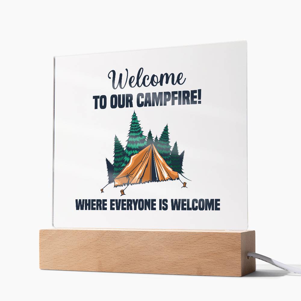 Everyone is Welcome Printed Square Shaped Acrylic Plaque-Express Your Love Gifts