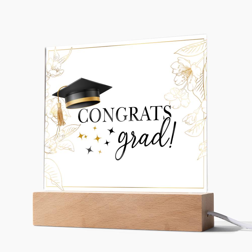 Congrats Grad Printed Square Shaped Acrylic Plaque-Express Your Love Gifts