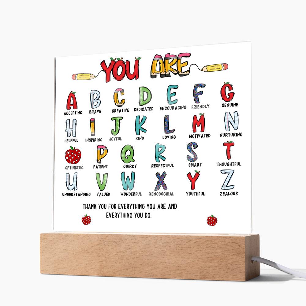 Teacher's ABC Printed Square Shaped Acrylic Plaque-Express Your Love Gifts