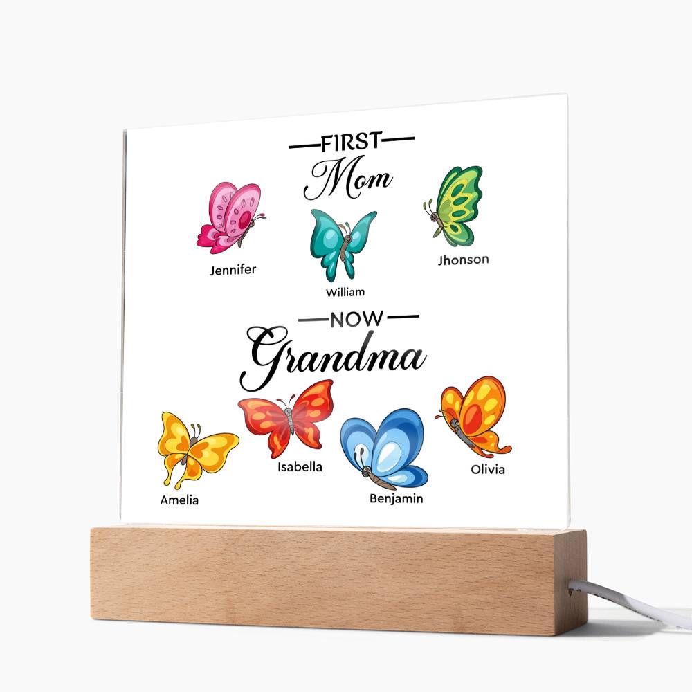 First Mom Now Grandma Printed Square Shaped Acrylic Plaque-Express Your Love Gifts